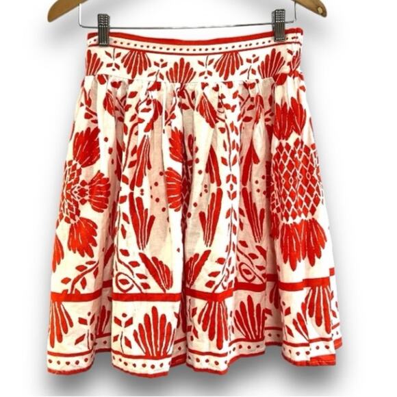 HAUTE HIPPIE STYLE Orange and Ivory Tribal Print Full Miniskirt SZ S NWT - Picture 10 of 16